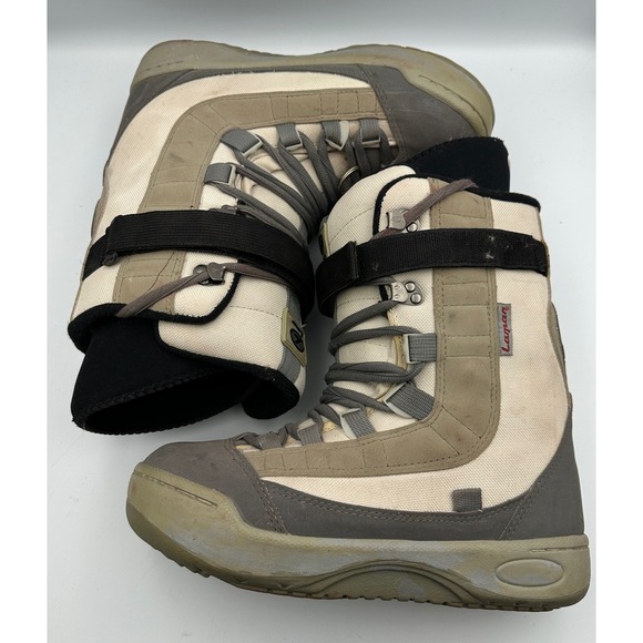 Lamar Retro Snowboard Boots Universe Adult W10 M8.5 Tan Gray Lace Up‎ Strap Vtg main image 8